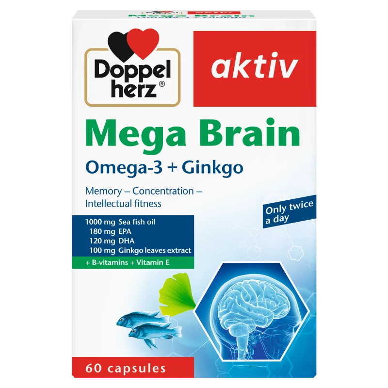 Doppelherz Mega Brain Omega 3 + Ginkgo Memory Support 60’s