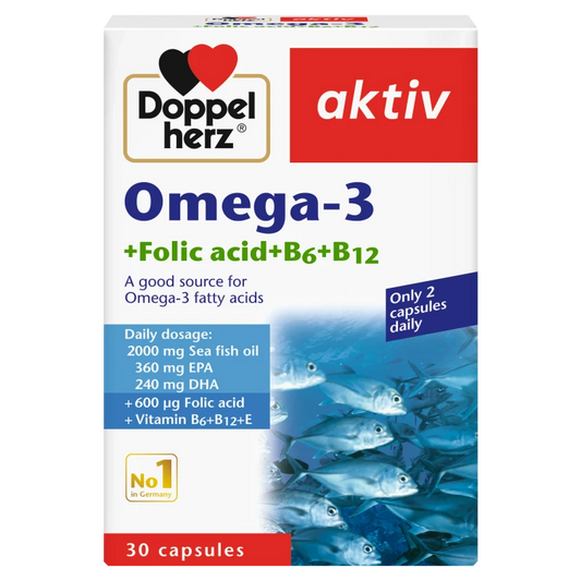 Doppelherz Omega 3 + Folic Acid + B6 + B12 Heart & Brain Support 30’s