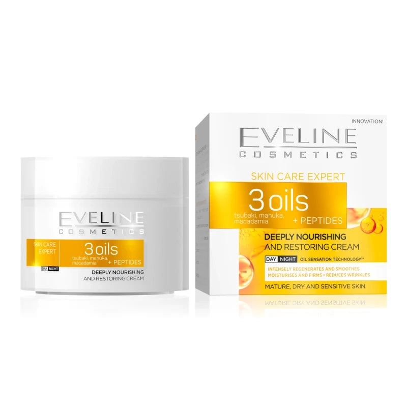 Eveline Skin Care Expert 3 Oils Deeply Nourishing Restoring Cream 50ml