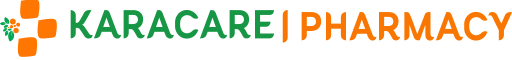 Karacare Pharmacy logo with green and orange text on a white background