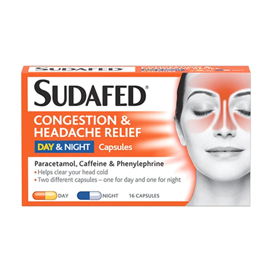 Sudafed Congestion & Headache Relief D&N Capsules 16s