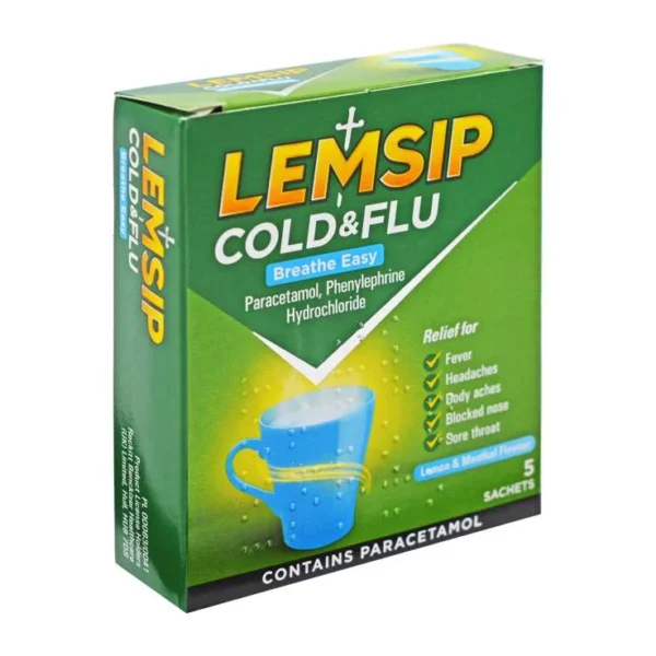 LEMSIP COLD & FLU BREATHE EASY LEMON/MENTHOL 5'S