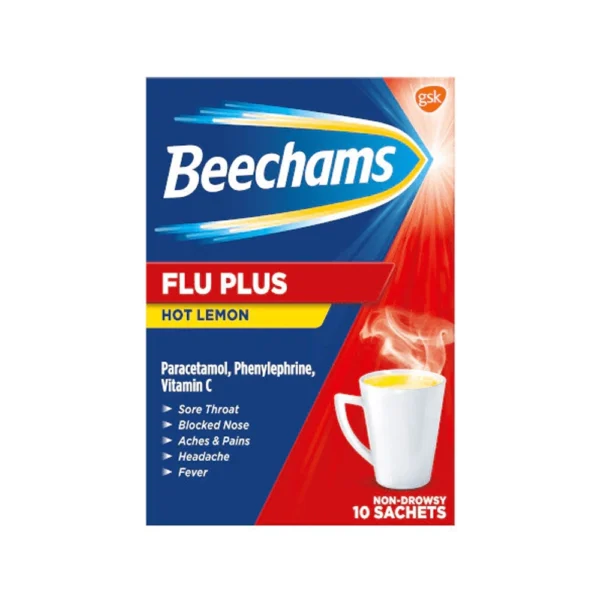 BEECHAMS FLU PLUS SACHET HOT LEMON 10S