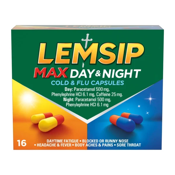 LEMSIP MAX COLD & FLU DAY & NIGHT CAPS 16S